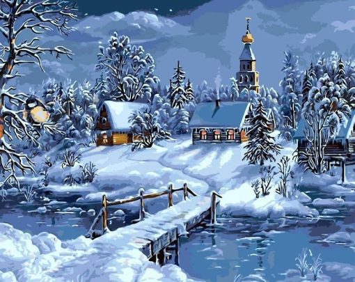 Christmas Snow Landscape - DIY Paint By Numbers - Numeral Paint