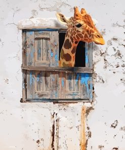 Giraffe Looking Through Window