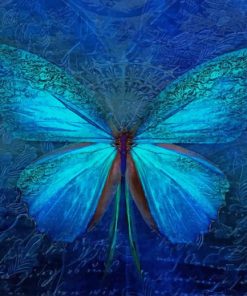 Fantasy blue butterfly paint by number