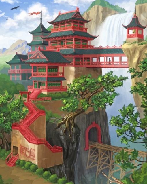 Asian Architecture paint by numbers