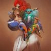 birds woman art paint by numbers