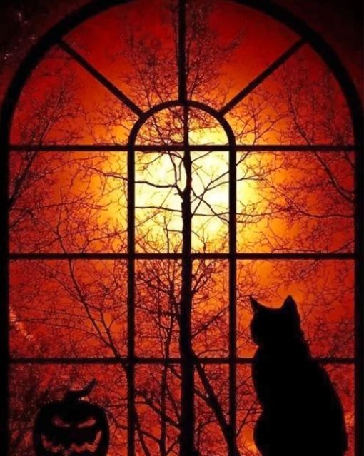 Cat Silhouette paint By numbers