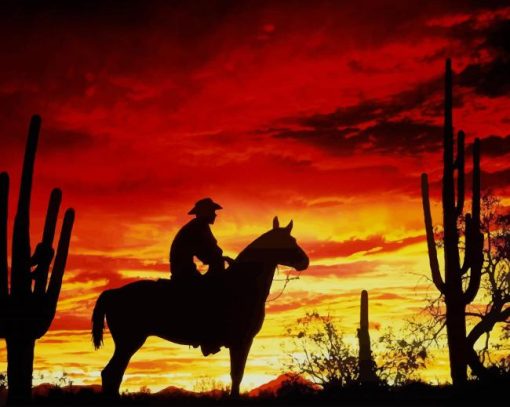 Cowboy Sunset paint by numbers