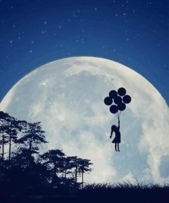 Flying Girl Balloons Silhouettepaint By numbers