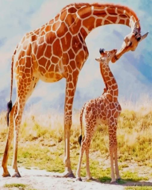 Giraffe With Baby paint by numbers