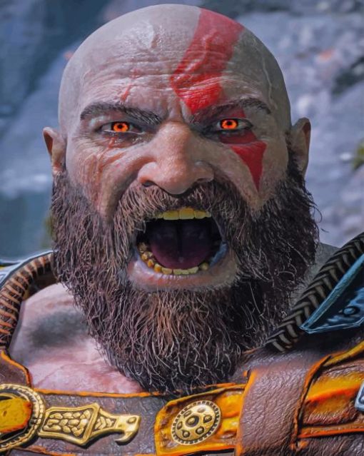 God Of War 3 Kratos With Beard paint by numbers