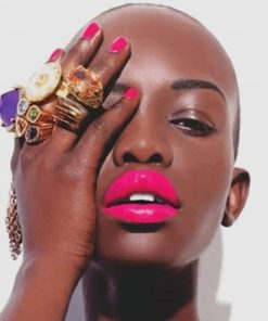 Hot Pink Lipstick on Dark Skin paint by numbers