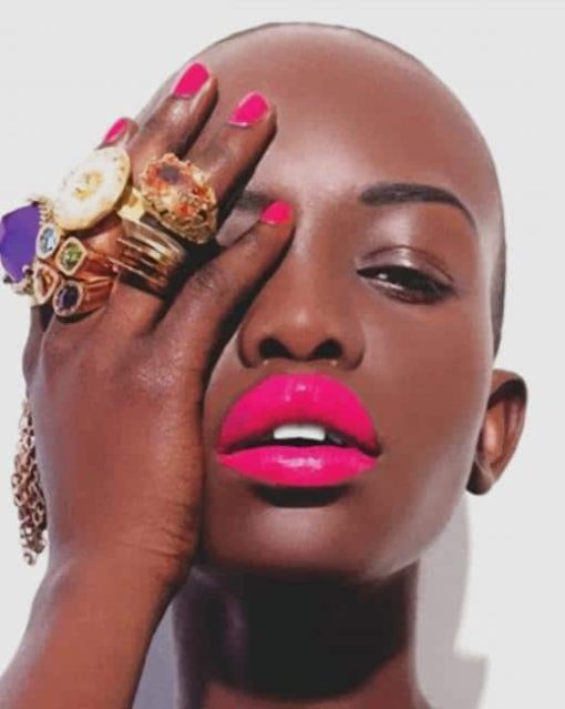 Hot Pink Lipstick on Dark Skin paint by numbers