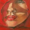 Red Veiled Woman paint by numbers