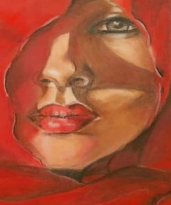 Red Veiled Woman paint by numbers