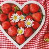 strawberries in heart bowl shape paint by numbers