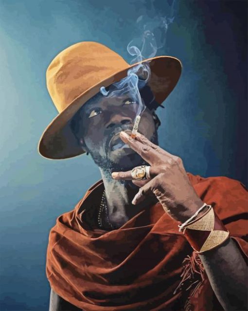 Afro Smoking Man paint by numbers