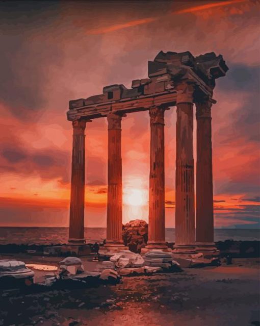 Apollo Temple Greece Sky view paint by numbers