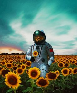 Astronaut sunflowers paint by numbers