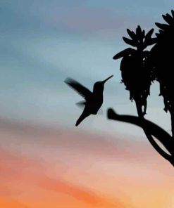 Bird On Branch Silhouette paint by numbers