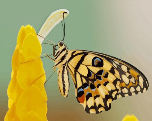 Butterfly On Yellow Flower paint by numbers