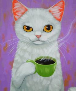 Cat Drinking Coffee paint by numbers