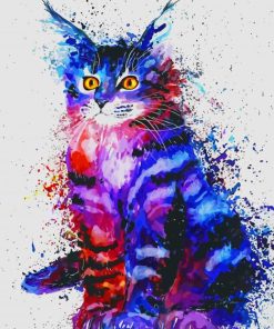 Colorful Splash Cat paint by numbers