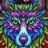 Colorful Wolf Drawing paint by numbers