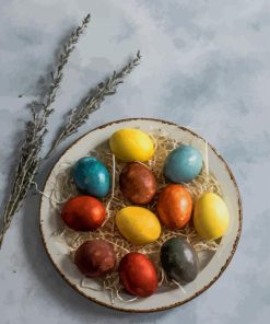 Colorful easter eggs paint by number