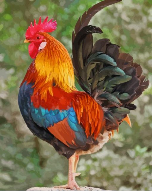 Colorful Rooster paint by numbers