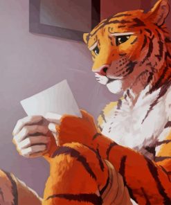Cool Tiger Reading A Letter paint by number