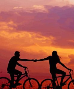 Couples On Bikes Silhouette paint by numbers
