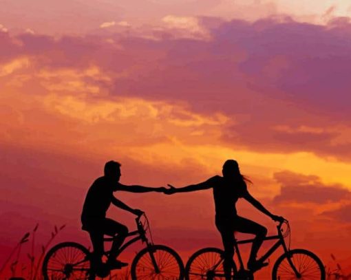 Couples On Bikes Silhouette paint by numbers