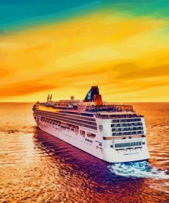 Cruise Ship In Beach paint by numbers