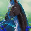 Fantasy Black And Blue Unicorn paint by number