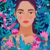 Floral Girl Illustration paint by numbers