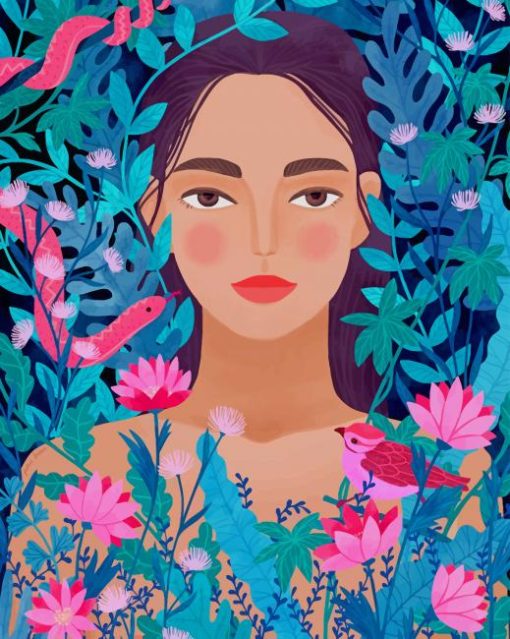 Floral Girl Illustration paint by numbers