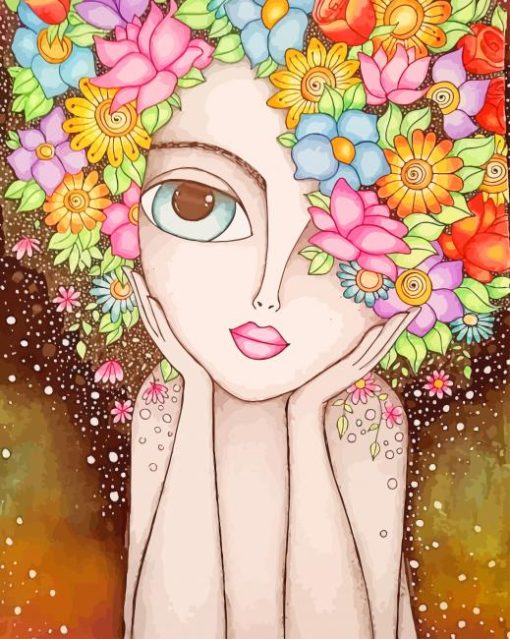 Flowers Girl Art paint by numbers