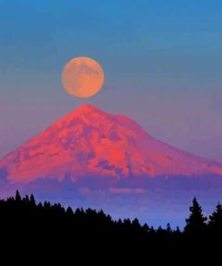 Full moon over Mountain hood paint by numbers