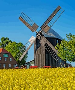 Germany Field Windmill paint by number