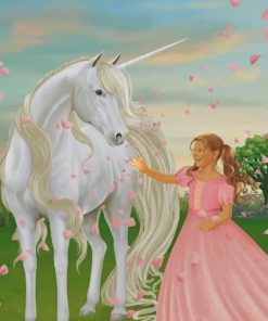 Girl With Unicorn paint by number
