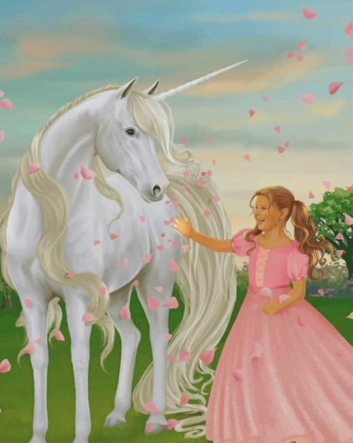 Girl With Unicorn paint by number