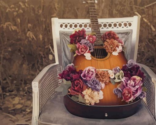 Guitar And Flowers paint by numbers