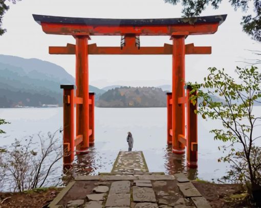 Hakone Shrine Japan paint by number