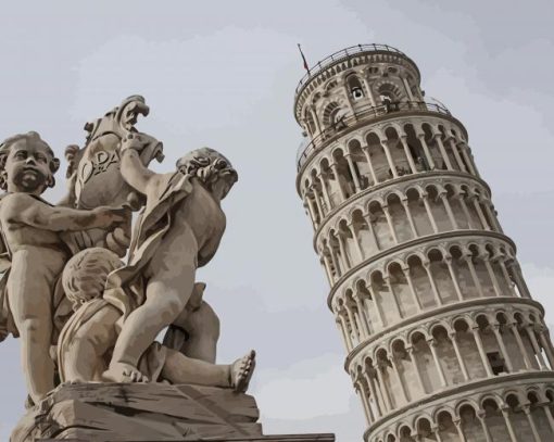 Italy Sculpture Tower Of Pisa paint by number