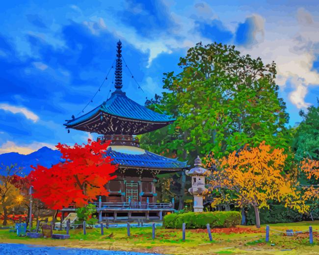 Japan Kyoto Park Autumn paint by number