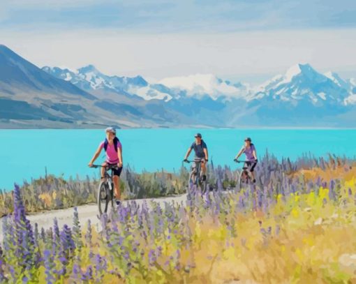 Lake Pukaki in New Zealand paint by numbers