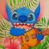 Lilo And Stitch With Flowers paint by numbers
