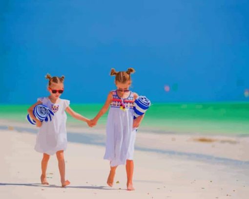 Little Girls At The Beach paint by number