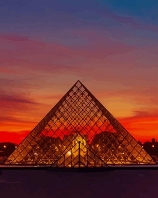 Louvre Museum Sunset View paint by numbers