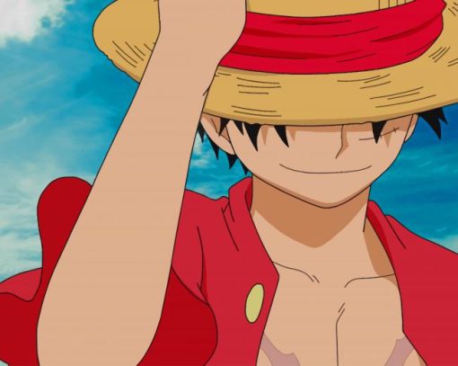 Luffy Wearing A Straw Hat paint by numbers