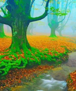 Misty Autumn Forest paint by number