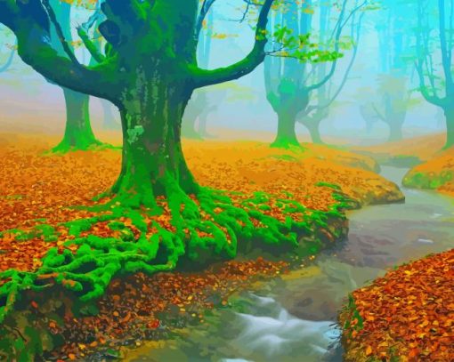 Misty Autumn Forest paint by number