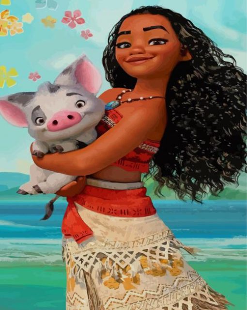 Moana and Her Pig paint by numbers