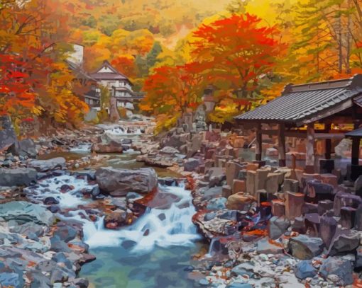 Onsen Japan paint by number